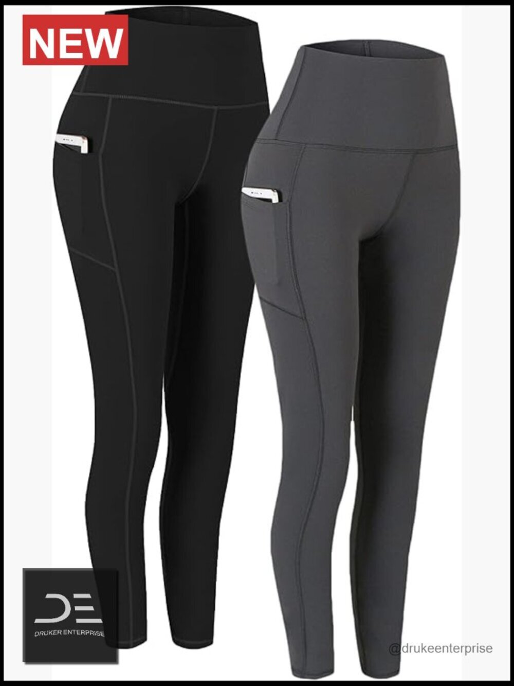 High Waist Yoga Pants with Pockets, Tummy Control Workout Leggings